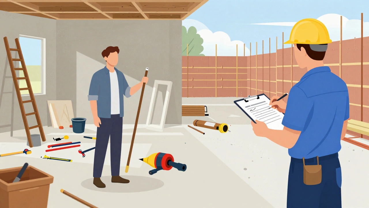 Contrast between disorganized unlicensed work and professional, compliant construction management.