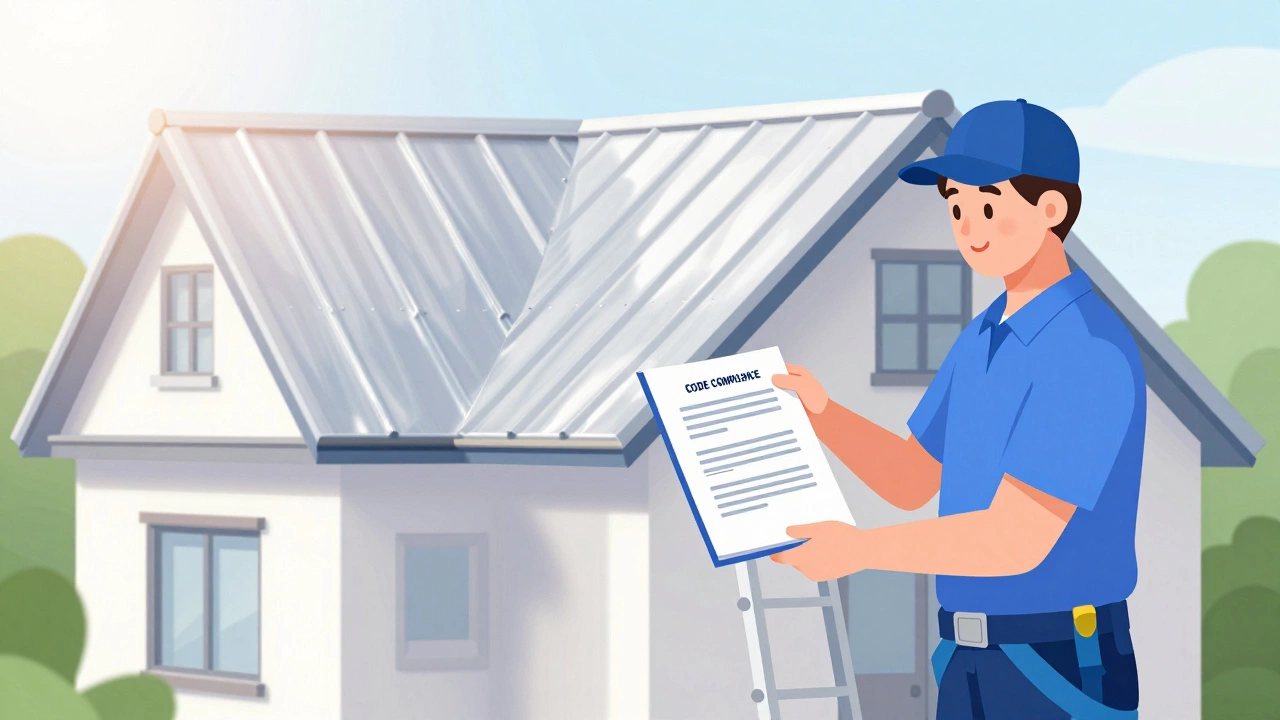 Illustration of a new efficient roof and licensed roofer ensuring safety
