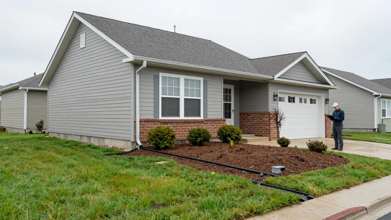 Home exterior with improved drainage and grading around the foundation.